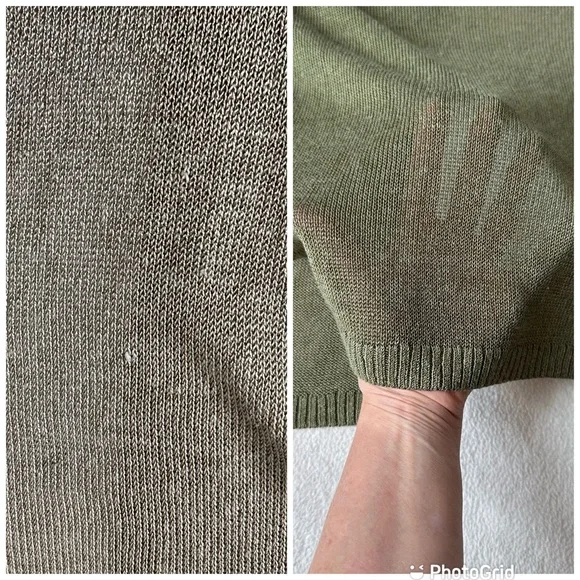 Loft Linen Rayon Blend Olive Green Cardigan No Closure Sage Army, size Medium - Picture 7 of 16